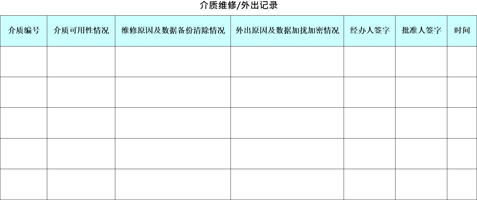 介质维修/外出记录表