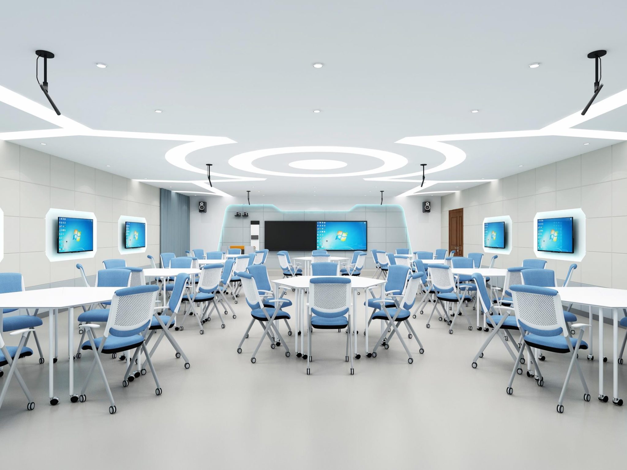 一组精美渲染图：智慧教室、精品教室与校园文化长廊设计参考