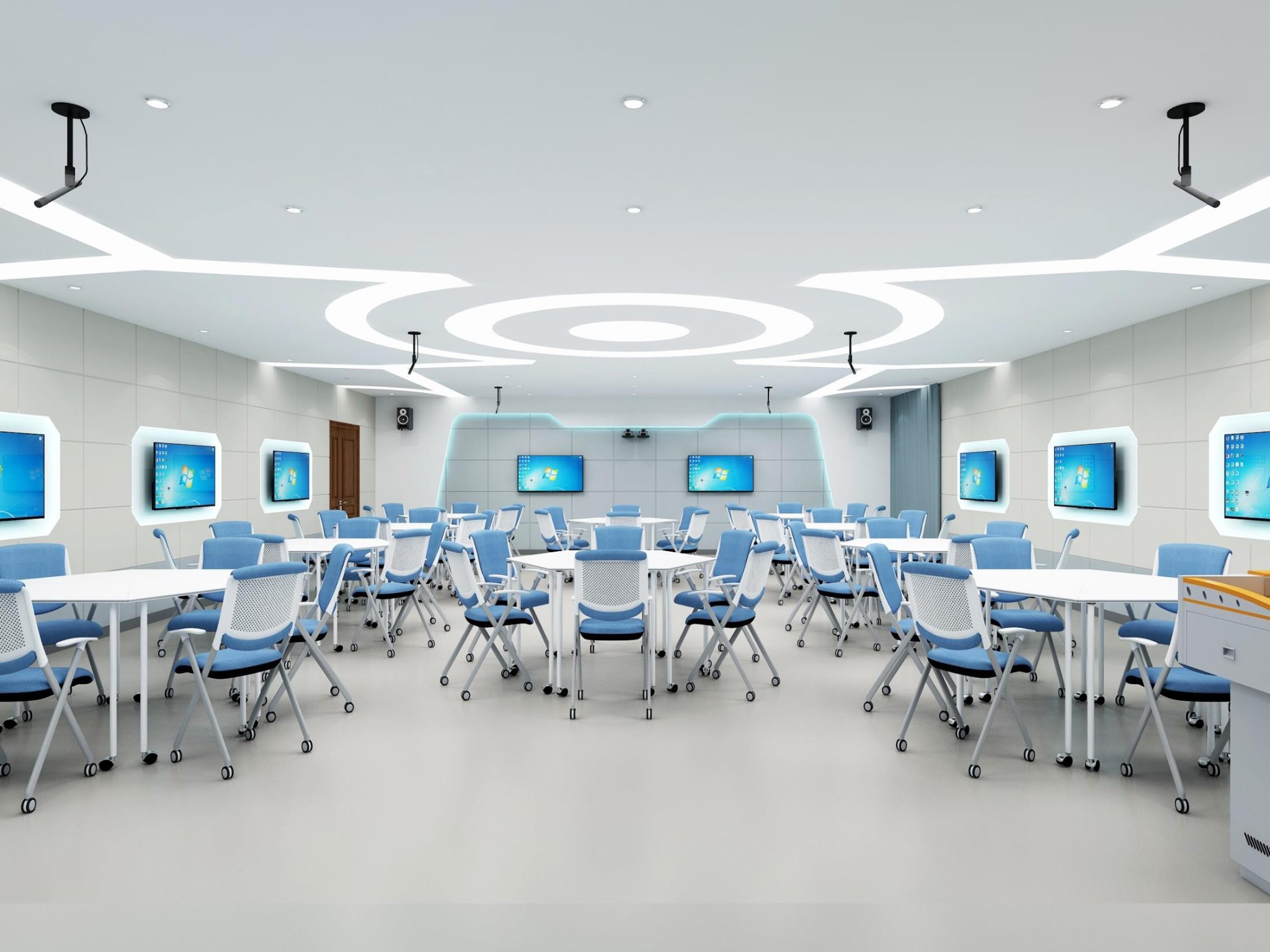 一组精美渲染图：智慧教室、精品教室与校园文化长廊设计参考