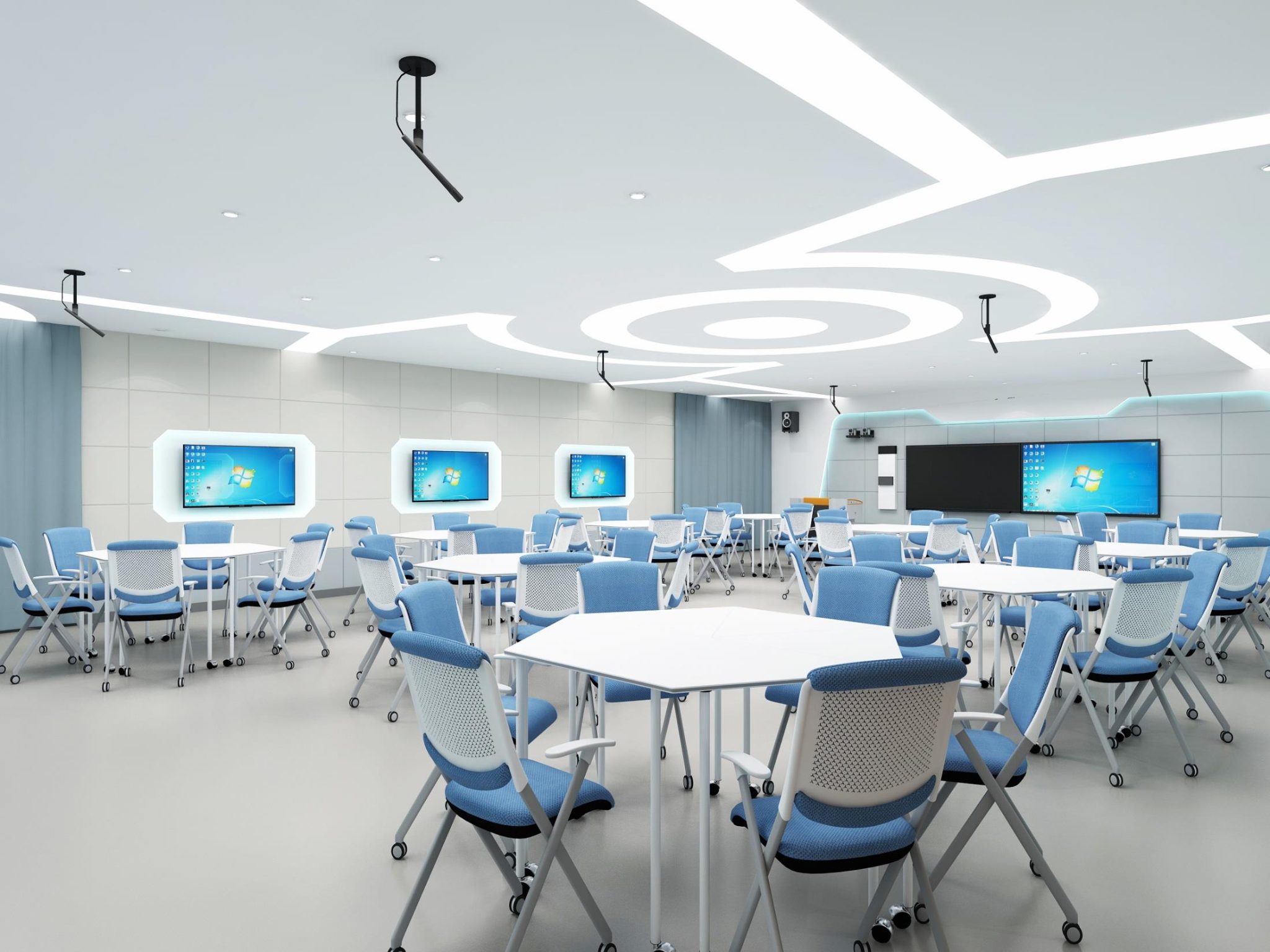 一组精美渲染图：智慧教室、精品教室与校园文化长廊设计参考