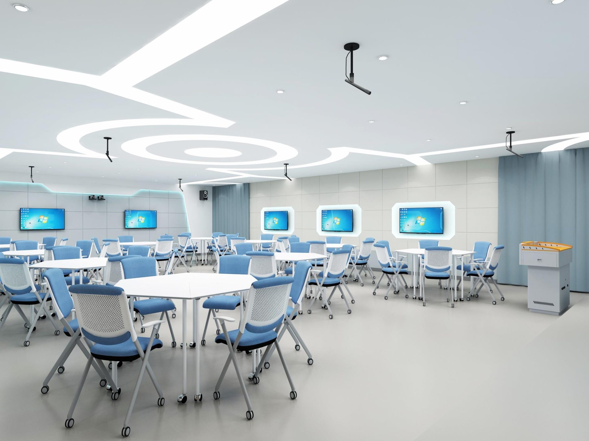 一组精美渲染图：智慧教室、精品教室与校园文化长廊设计参考