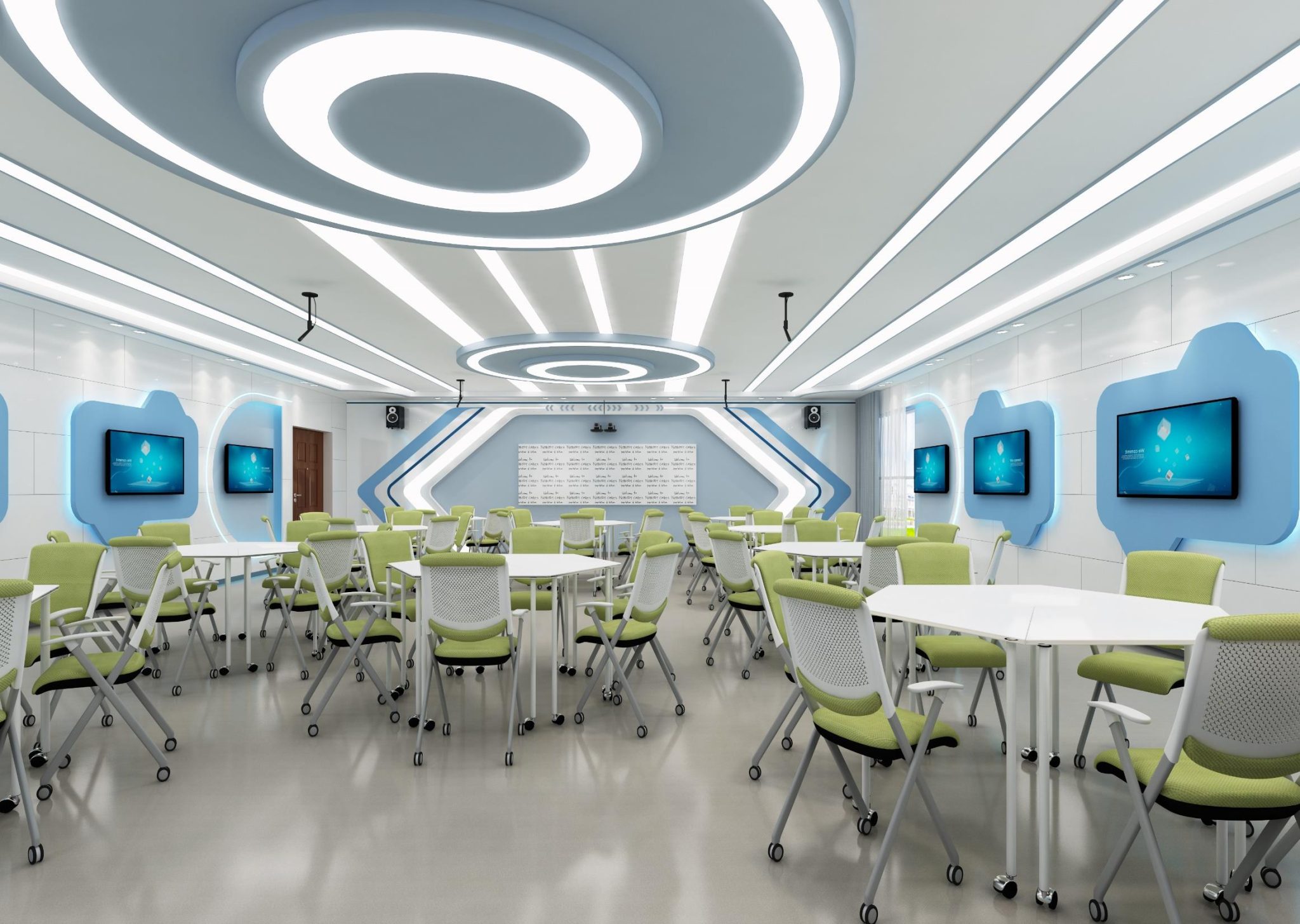 一组精美渲染图：智慧教室、精品教室与校园文化长廊设计参考