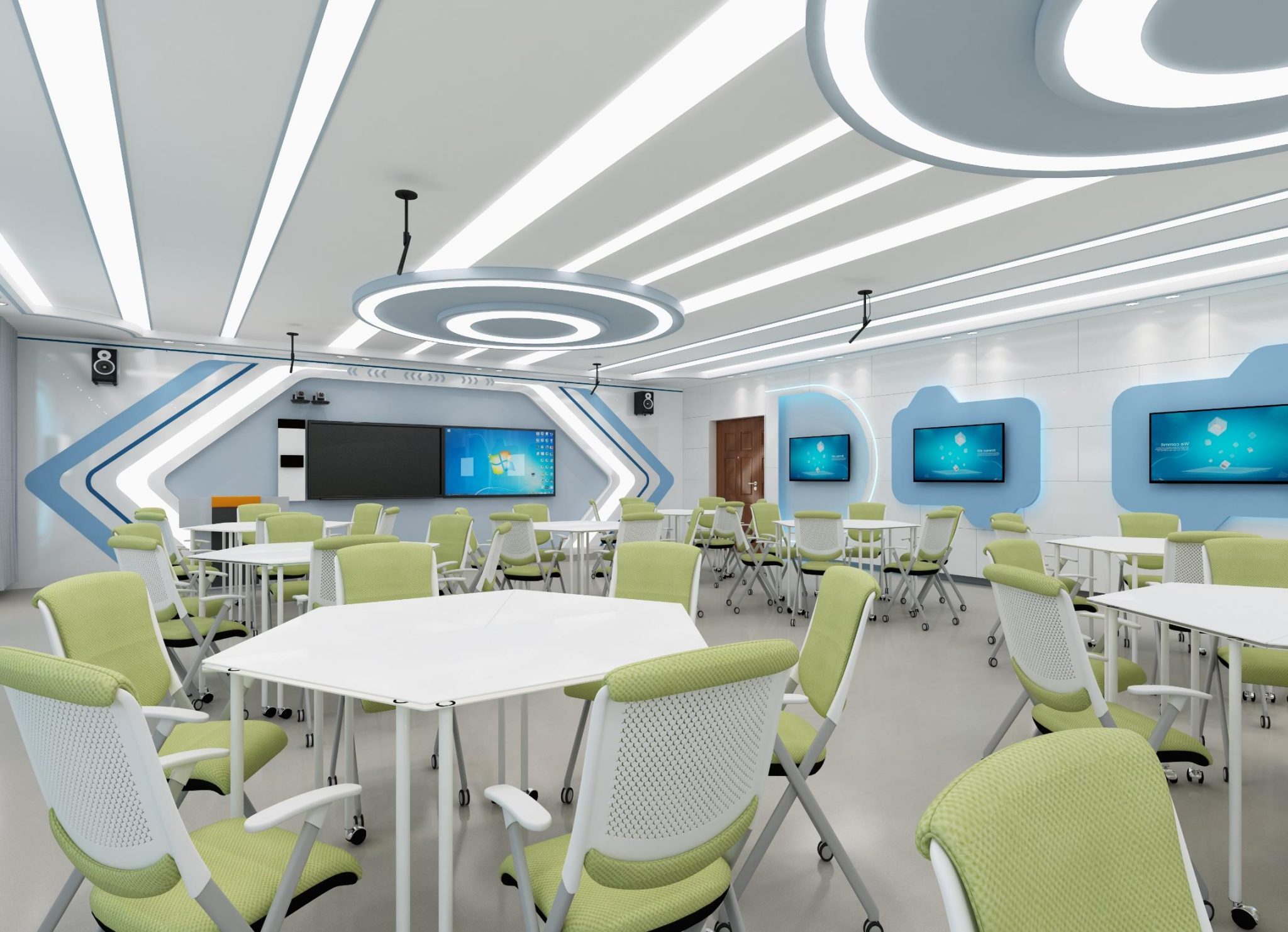 一组精美渲染图：智慧教室、精品教室与校园文化长廊设计参考