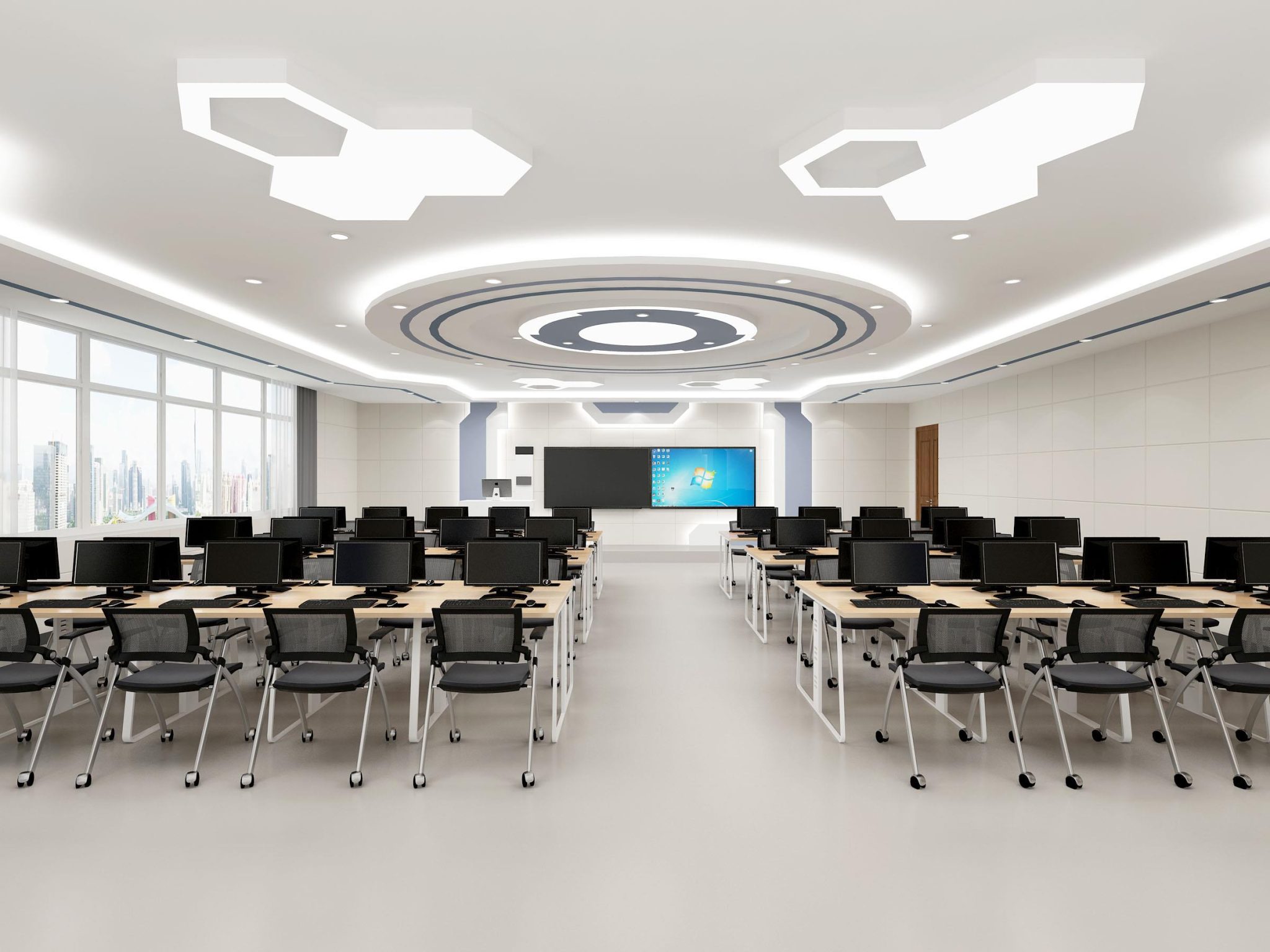 一组精美渲染图：智慧教室、精品教室与校园文化长廊设计参考