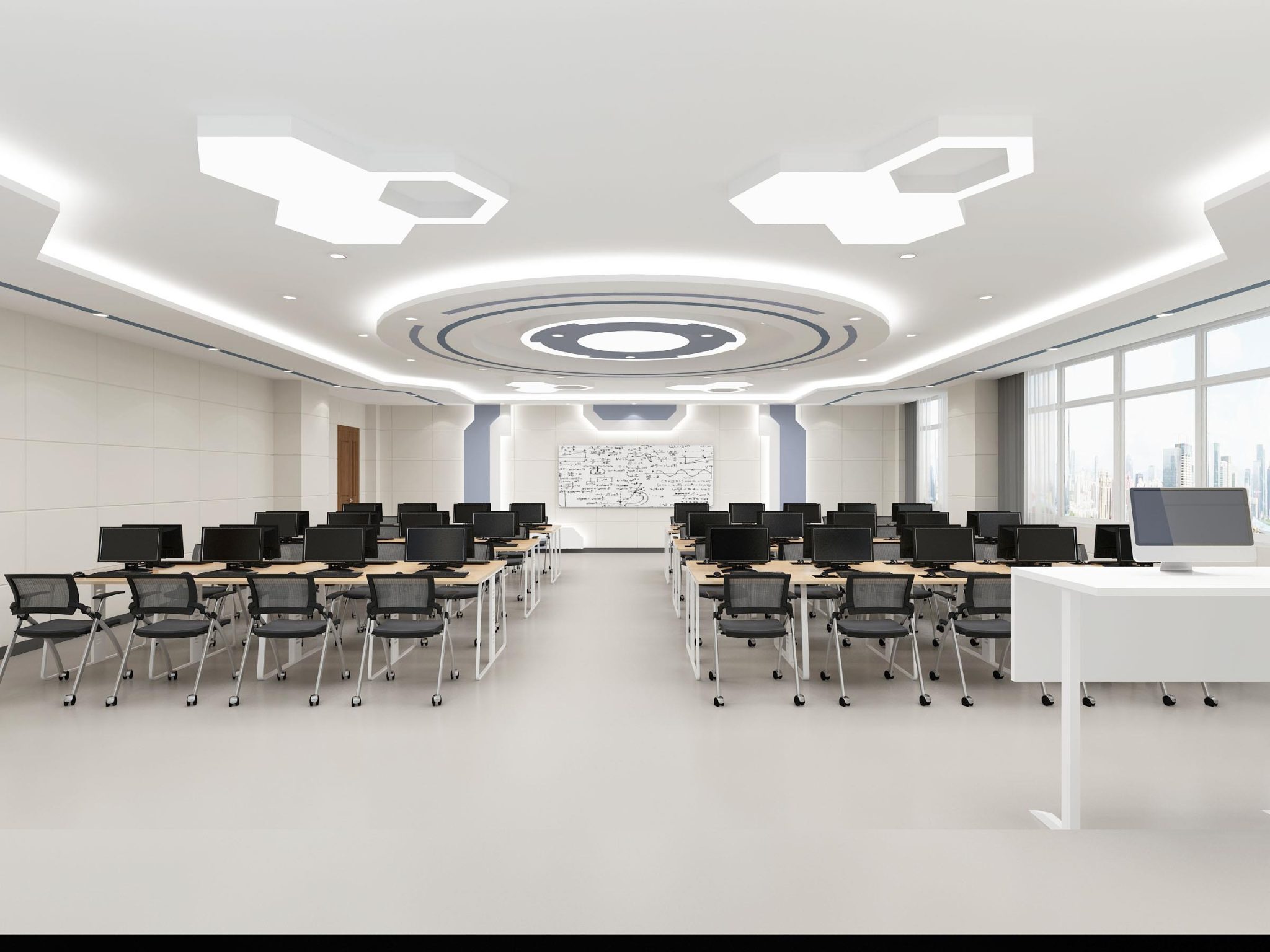 一组精美渲染图：智慧教室、精品教室与校园文化长廊设计参考