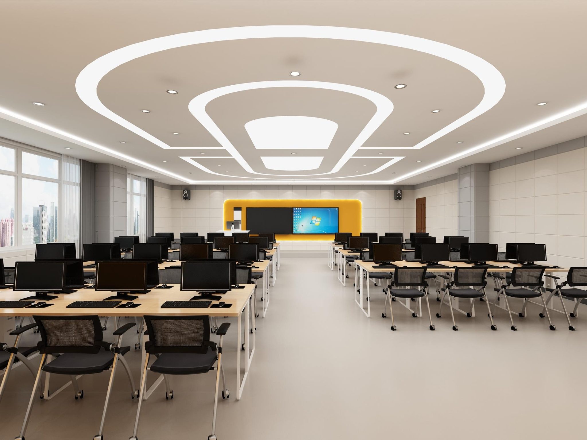 一组精美渲染图：智慧教室、精品教室与校园文化长廊设计参考