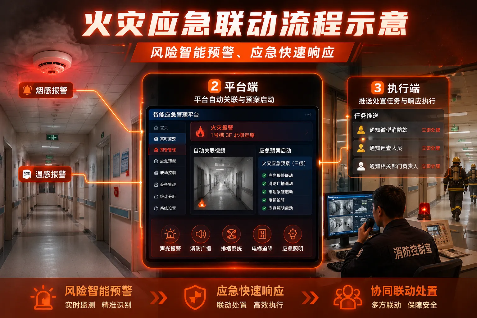 医院安消一体化平台方案:安防消防融合与应急联动