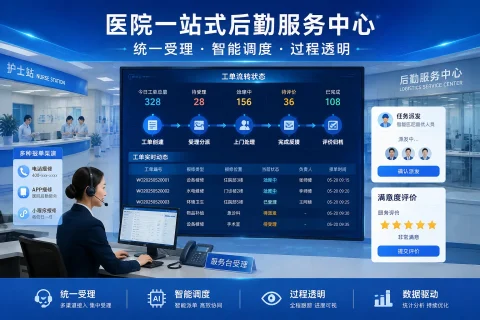 医院后勤服务一体化平台方案：一站式服务中心与 AI 工单