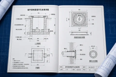 电缆手孔及路灯基础大样图集：道路照明施工详图 DWG