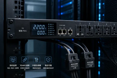 机柜智能 PDU 1U485，支持电压电流监测