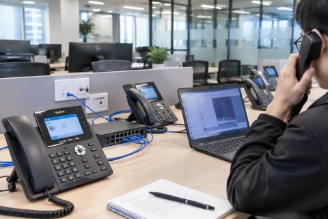 办公楼 IP 电话系统设计：IP PBX、PoE 话机与异地组网